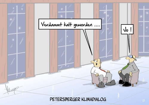 Cartoon: Petersberger Klimadialog (medium) by Marcus Gottfried tagged klima,wetter,klimakatastrophe,klimadialog,dialog,gespräch,marcus,gottfried,cartoon,karikatur,sessel,unterredung,zwei,politiker,deutschland,peru,minister,berlin,besuch,vorbereitung,klimagipfel,idee,konzept,klimaschutz,umwelt,reduzierung,abgas,ausstoß,treibhausgas,klima,wetter,klimakatastrophe,klimadialog,dialog,gespräch,marcus,gottfried,cartoon,karikatur,sessel,unterredung,zwei,politiker,deutschland,peru,minister,berlin,besuch,vorbereitung,klimagipfel,idee,konzept,klimaschutz,umwelt,reduzierung,abgas,ausstoß,treibhausgas