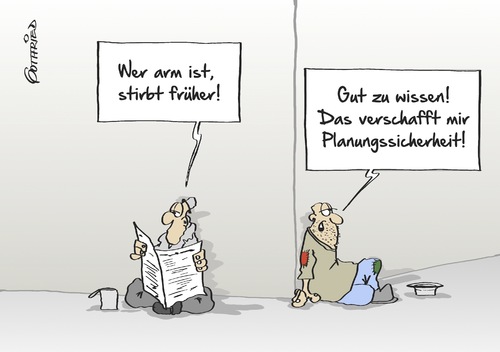 Cartoon: Planungssicherheit (medium) by Marcus Gottfried tagged armut,reichtum,lebenserwartung,alter,jungend,vorsorge,geld,einkommen,hartz,bettler,randgruppe,wohngegend,aufteilung,bericht,gesundheit,schönheit,freude,marcus,gottfried,cartoon,karikatur,armut,reichtum,lebenserwartung,alter,jungend,vorsorge,geld,einkommen,hartz,bettler,randgruppe,wohngegend,aufteilung,bericht,gesundheit,schönheit,freude,marcus,gottfried,cartoon,karikatur