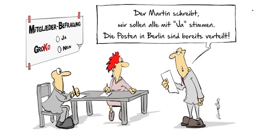 Cartoon: Posten (medium) by Marcus Gottfried tagged spd,mitglieder,groko,entscheidung,koalition,mitgliederbefragung,ja,nein,stimmen,minister,posten,kabinett,marcus,gottfried,cartoon,karikatur,spd,mitglieder,groko,entscheidung,koalition,mitgliederbefragung,ja,nein,stimmen,minister,posten,kabinett,marcus,gottfried,cartoon,karikatur