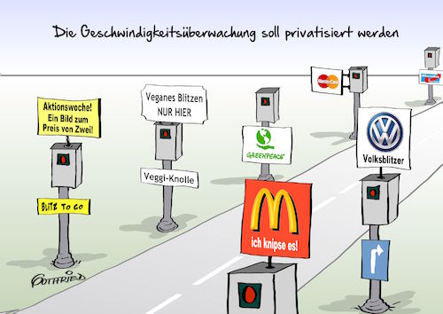 Cartoon: private Blitzer (medium) by Marcus Gottfried tagged privatisierung,privat,blitzer,knolle,knöllchen,anzeige,geschwindigkeitsüberschreitung,geschwindigkeit,tempo,foto,werbung,gewinnbringend,polizei,hoheitliche,aufgaben,freude,marcus,gottfried,cartoon,karikatur,privatisierung,privat,blitzer,knolle,knöllchen,anzeige,geschwindigkeitsüberschreitung,geschwindigkeit,tempo,foto,werbung,gewinnbringend,polizei,hoheitliche,aufgaben,freude,marcus,gottfried,cartoon,karikatur