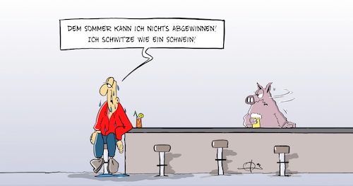 Cartoon: Rassismus 5 (medium) by Marcus Gottfried tagged rassismus,schwein,schwitzen,bar,kneipe,sommer,hitze,wetter,rassismus,schwein,schwitzen,bar,kneipe,sommer,hitze,wetter