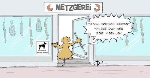 Cartoon: RassismusMetzger (medium) by Marcus Gottfried tagged rassismus,georg,floyd,usa,demonstration,hund,rasse,ausschuss,schwarz,rassismus,georg,floyd,usa,demonstration,hund,rasse,ausschuss,schwarz