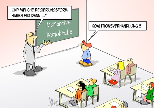 Cartoon: Regierungsform (medium) by Marcus Gottfried tagged merkel,gabriel,regierungsbildung,koalition,unterricht,klassenraum,klasse,schüler,karikatur,cartoon,gottfried,marcus,lehrer,frage,test,schule,koalitionsverhandlung,regierungsform,demokratie,monarchie,monarchie,demokratie,regierungsform,koalitionsverhandlung,schule,test,frage,lehrer,marcus,gottfried,cartoon,karikatur,schüler,klasse,klassenraum,unterricht,koalition,regierungsbildung,wahl