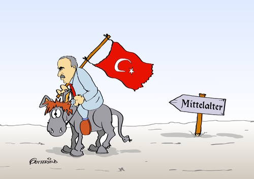 Cartoon: Richtung Mittelalter (medium) by Marcus Gottfried tagged notstand,ausgangssperre,militär,regieuhr,erdogan,türkei,putsch,richtung,esel,mittelalter,zurück,diktatur,demokratie,osmanen,opposition,alleinherrscher,sultan,freunde,marcus,gottfried,cartoon,karikatur,notstand,ausgangssperre,militär,regieuhr,erdogan,türkei,putsch,richtung,esel,mittelalter,zurück,diktatur,demokratie,osmanen,opposition,alleinherrscher,sultan,freunde,marcus,gottfried,cartoon,karikatur