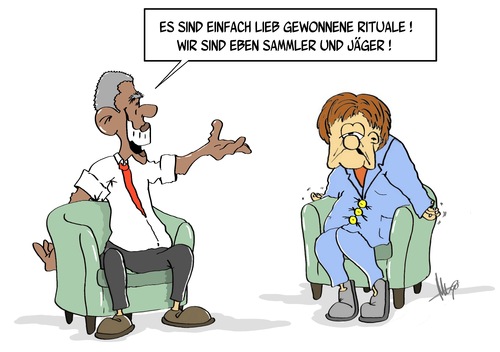 Cartoon: Rituale (medium) by Marcus Gottfried tagged nsa,usa,deutschland,abhören,skandal,marcus,gottfried,cartoon,karikatur,barack,obama,präsident,kanzlerin,merkel,angele,angie,ritual,daten,datenspeicherung,vorratsdaten,sms,telefon,mail,lesen,hören,mitschneiden,sammler,jäger,ursprung,evolution,geschichte,normalität,gewöhnung,nsa,usa,deutschland,abhören,skandal,marcus,gottfried,cartoon,karikatur,barack,obama,präsident,kanzlerin,merkel,angele,angie,ritual,daten,datenspeicherung,vorratsdaten,sms,telefon,mail,lesen,hören,mitschneiden,sammler,jäger,ursprung,evolution,geschichte,normalität,gewöhnung