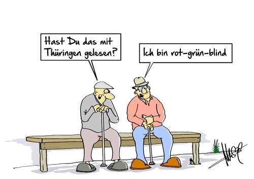 Cartoon: rot-grün-blind (medium) by Marcus Gottfried tagged thüringen,bundesland,wahl,rot,grün,koalition,regierung,bank,ramelow,ministerpräsident,lesen,zeitung,tv,bericht,blind,sehen,kenntnis,abneigung,sitzen,marcus,gottfried,cartoon,karikatur,thüringen,bundesland,wahl,rot,grün,koalition,regierung,bank,ramelow,ministerpräsident,lesen,zeitung,tv,bericht,blind,sehen,kenntnis,abneigung,sitzen,marcus,gottfried,cartoon,karikatur