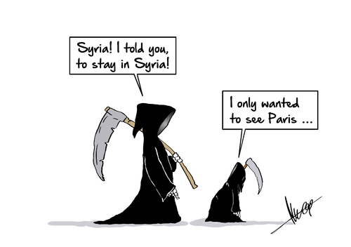 Cartoon: See Paris (medium) by Marcus Gottfried tagged charlie,hebdo,death,kill,killing,syria,stay,see,journey,vacation,terror,fight,marcus,gottfried,cartoon,caricature,charlie,hebdo,death,kill,killing,syria,stay,see,journey,vacation,terror,fight,marcus,gottfried,cartoon,caricature
