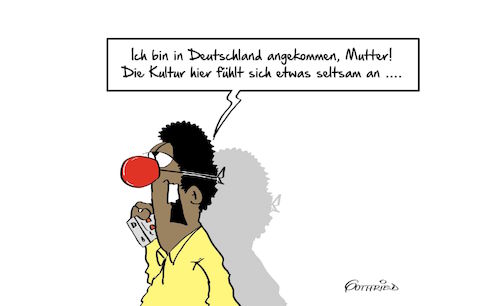 Cartoon: seltsame Kultur (medium) by Marcus Gottfried tagged karneval,flüchtling,fasching,fastnacht,nase,verkleidung,kultur,kulturschock,ankommen,ankunft,telefonat,kontakt,irritation,verzweiflung,frage,freude,marcus,gottfried,cartoon,karikatur,karneval,flüchtling,fasching,fastnacht,nase,verkleidung,kultur,kulturschock,ankommen,ankunft,telefonat,kontakt,irritation,verzweiflung,frage,freude,marcus,gottfried,cartoon,karikatur