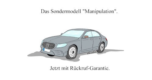 Cartoon: Sondermodell (medium) by Marcus Gottfried tagged diesel,dieselgate,abgas,manipulation,mercedes,volkswagen,fahrverbot,sondermodell,rückruf,rückrufaktion,angebot,freude,marcus,gottfried,cartoon,karikatur,diesel,dieselgate,abgas,manipulation,mercedes,volkswagen,fahrverbot,sondermodell,rückruf,rückrufaktion,angebot,freude,marcus,gottfried,cartoon,karikatur
