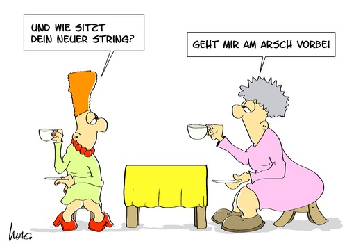 Cartoon: String (medium) by Marcus Gottfried tagged string,unterwäsche,tanga,mode,frau,kaffee,frauengespräch,string,unterwäsche,tanga,mode,frau,kaffee,frauengespräch,kaffeeklatsch,dessous,frauen