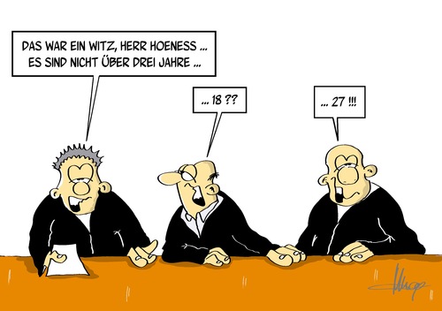 Cartoon: Urteil (medium) by Marcus Gottfried tagged uli,hoeneß,fussball,urteil,steuern,steuerhinterziehung,münchen,richter,gericht,drei,jahre,gefängnis,revision,marcus,gottfried,cartoon,karikatur,achtzehn,siebenundzwanzig,millionen,euro,schwarzgeld,schweiz,hinterzogen,uli,hoeneß,fussball,urteil,steuern,steuerhinterziehung,münchen,richter,gericht,drei,jahre,gefängnis,revision,marcus,gottfried,cartoon,karikatur,achtzehn,siebenundzwanzig,millionen,euro,schwarzgeld,schweiz,hinterzogen