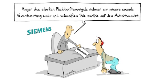 Cartoon: Verantwortung (medium) by Marcus Gottfried tagged verantwortung,siemens,entlassung,arbeitslos,werk,schließung,weihnachten,sozial,verantwortung,siemens,entlassung,arbeitslos,werk,schließung,weihnachten,sozial