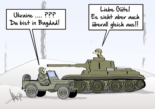 Cartoon: verfahrene Situation (medium) by Marcus Gottfried tagged aussehen,umleitung,karikatur,cartoon,gottfried,marcus,verfahren,navigation,bundeswehr,armee,militär,jeep,krisenherd,angriff,panzer,donezk,ukraine,irak,bagdad,bagdad,irak,ukraine,donezk,panzer,angriff,krisenherd,jeep,militär,armee,bundeswehr,navigation,verfahren,marcus,gottfried,cartoon,karikatur,umleitung,aussehen