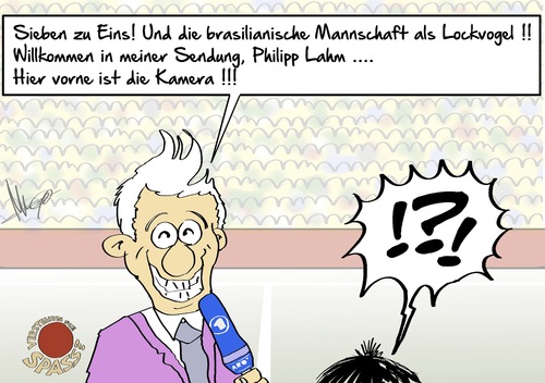 Cartoon: Verstehen Sie Spaß (medium) by Marcus Gottfried tagged philipp,lahm,guido,kranz,tv,fernsehen,verstehen,sie,spaß,sendung,adr,unterhaltung,verlade,marcus,gottfried,cartoon,karikatur,belo,horizonte,weltmeisterschaft,fussball,brasilien,brager,gerbra,sieben,eins,nationalmannschaft,lockvogel,kamera,philipp,lahm,guido,kranz,tv,fernsehen,verstehen,sie,spaß,sendung,adr,unterhaltung,verlade,marcus,gottfried,cartoon,karikatur,belo,horizonte,weltmeisterschaft,fussball,brasilien,brager,gerbra,sieben,eins,nationalmannschaft,lockvogel,kamera