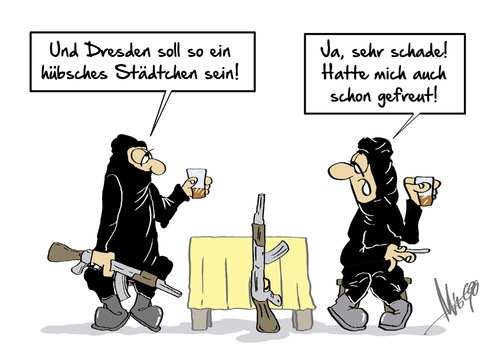 Cartoon: Vorfreude (medium) by Marcus Gottfried tagged dresden,pegida,nopegida,demonstration,innenstadt,warnung,terrorwarnung,is,isis,al,qaida,gewehr,anschlag,polizei,absage,stadt,städtchen,hübsch,reise,städtetour,schade,vorfreude,marcus,gottfried,cartoon,karikatur,dresden,pegida,nopegida,demonstration,innenstadt,warnung,terrorwarnung,is,isis,al,qaida,gewehr,anschlag,polizei,absage,stadt,städtchen,hübsch,reise,städtetour,schade,vorfreude,marcus,gottfried,cartoon,karikatur