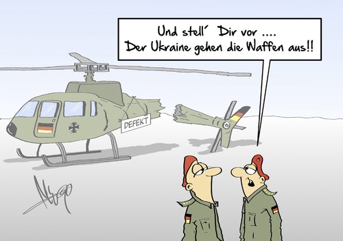 Cartoon: Waffen gehen aus (medium) by Marcus Gottfried tagged ukraine,kiew,waffen,armee,verteidigung,panzer,gewehr,soldat,kampf,kampffähig,hubschrauber,einsatzbereit,einsatz,riss,kaputt,defekt,bereit,vorstellung,bundeswehr,wehretat,ministerin,von,der,leyen,marcus,gottfried,cartoon,karikatur,ukraine,kiew,waffen,armee,verteidigung,panzer,gewehr,soldat,kampf,kampffähig,hubschrauber,einsatzbereit,einsatz,riss,kaputt,defekt,bereit,vorstellung,bundeswehr,wehretat,ministerin,von,der,leyen,marcus,gottfried,cartoon,karikatur