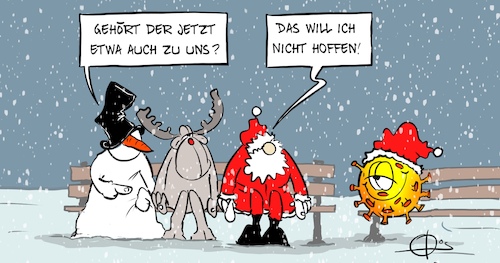 Cartoon: Xmas-CoronaQuartett (medium) by Marcus Gottfried tagged weihachten,corona,covid,delta,omikron,weihnachtsmann,rudolph,schneemann,frosty,weihachten,corona,covid,delta,omikron,weihnachtsmann,rudolph,schneemann,frosty