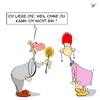 Cartoon: Liebeserklärung (small) by Marcus Gottfried tagged liebe,liebeserklärung,blume,deutsch,frau,mann,paar,sprache,aussprache,schüchtern,erschrocken,grammatik,satz,wort,satzbau