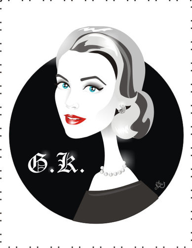 Cartoon: Grace Kelly Princess of Monaco (medium) by Nicoleta Ionescu tagged grace,kelly,princess,academy,movie,award,hitchcock,film,glamour,beauty,fashion,icon