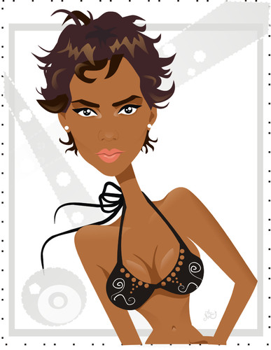 Cartoon: Halle Berry (medium) by Nicoleta Ionescu tagged halle,berry,caricature,oscar,woman,porrait,cartoon,beautiful,model