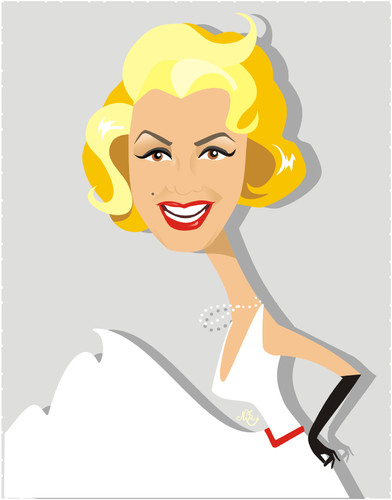 Cartoon: Marilyn Monroe (medium) by Nicoleta Ionescu tagged marilyn,monroe,hollywood,woman,star,performer,caricature,portret,beauty,simbol,glamour