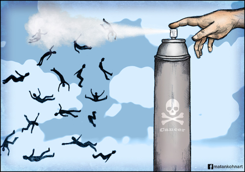 Cartoon: cancer (medium) by matan_kohn tagged cancer,men,dieing,spray,kill,help