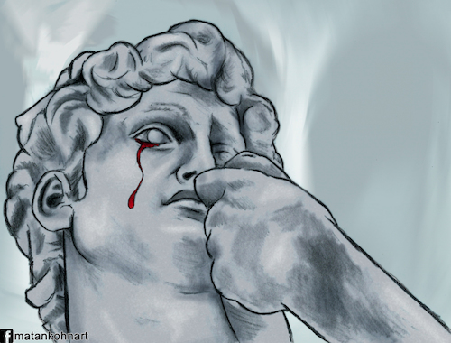 Cartoon: David (medium) by matan_kohn tagged david,italy,sad,rome,man,matan,kohn