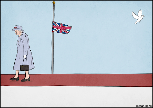 Cartoon: Farewell (medium) by matan_kohn tagged england,qween,queenelizabeth,elizabeth,sad,uk,britain,united,kingdom,great,queen,death,bird,godsavetheking,thenewking,king,charles,buckingham,palace,grie,sorrow,deathofthequeen,cry,love