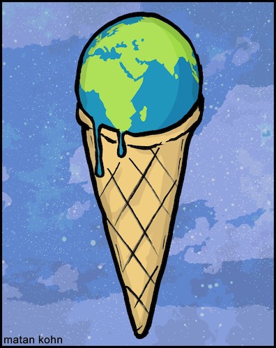 Cartoon: Its so hot (medium) by matan_kohn tagged whether,global,worming,globalworming,temperature,earth,icecream,melting,caricature,funny,illustration,art,digitalart,sad,space,thefuture,hot,sweting,food,theendoftheworld,gag,meme,love,healtheworld