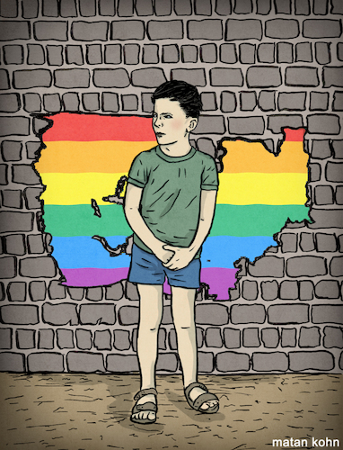 Cartoon: Life parade new comic book (medium) by matan_kohn tagged kid,flag,wall,gay,gayboy,gaylife,pride,paradelife,homo,illustration,digitalart,art,love,drawing,sad,sketch