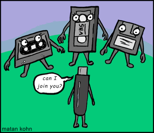 Cartoon: old school (medium) by matan_kohn tagged oldschool,vintage,retro,classic,old,cassette,vhs,video,diskonkey,tape,80s,computer,cult,funny,90s,humor,illustration,cartoon,caricature,oldfashion