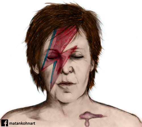 Cartoon: Paul mccartney- ziggy stardust (medium) by matan_kohn tagged paul,mccartney,ziggy,stardust,smile,emoticon,david,bowie