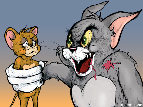 Cartoon: Tom and jerry (medium) by matan_kohn tagged tomandjerry,cartoon,cat,cats,mice,caricature,funny,scarry,illustration,animation,drawing,digitalart,show,blood,kids,ghotic,art,artoninstagram,sad,memes