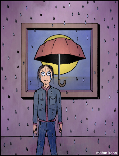 Cartoon: Why does it always rain on me? (medium) by matan_kohn tagged illustration,toon,caricature,funny,rain,umbrela,drops,fog,sad,loveyourself,design,music,memes,meagainsttheworld,digitalart,art,goodvibes,november,nature,winter,wind