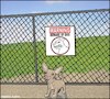Cartoon: Beware of dog (small) by matan_kohn tagged dog,dogs,funny,animals,illustration,caricature,toon,sign,danger,yard,gag,memes,jockey,smalldog,cool,warning,tail,doggy