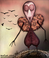 Cartoon: Birdy (small) by matan_kohn tagged birdy,bird,birds,tim,burton,matan,kohn,funny,fear,disgusting,horror,gothic,blood,frighten,slashers,fantasy,caricature,sickly,monster,skeleton