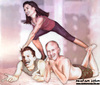 Cartoon: Demi moore vs. ashton kutcher an (small) by matan_kohn tagged demi moore ashton kutcher bruce willis fight funny caricature matan kohn water amusing realistic laughing toilets hummer