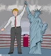 Cartoon: He won we lost (small) by matan_kohn tagged clinton trump history america elections funny matan kohn libery sad lost boxing