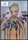 Cartoon: I am Groot (small) by matan_kohn tagged groot iamgroot pressconference comics guardiansofthegalaxy marvel drawing fanart illustration caricature memes funny fun toon movies animation digitalart comic sound mic microphone channels talking baby tree cute