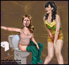 Cartoon: Katy Perry and Adele (small) by matan_kohn tagged music,katy,perry,adele,fight,funny,caricature,matan,kohn,water,amusing,realistic,laughing,toilets,hummer