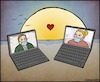 Cartoon: Love in the days of Corona (small) by matan_kohn tagged corona,covid19,love,toon,caricature,illustration,funny,computers,virtual,date,virtuallove,dating,zoom,jock,sea,digitalart,digitalworld,virtualreality,relationship,worldvscorona,romantic