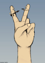 Cartoon: Make love not war (small) by matan_kohn tagged peace,love,war,politics,funny,finger