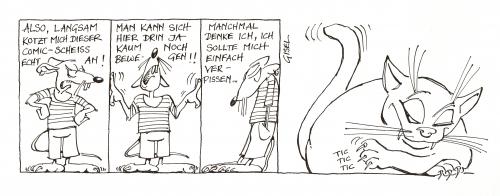 Cartoon: Bodo und die Katze (medium) by Heliotrop tagged katze,maus,gefangener,flucht,fliehen