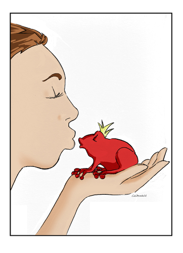 Cartoon: Man muss viele Frösche küssen (medium) by Thomas Martin tagged küssen,kuss,princes,prinzessin,frog,frosch