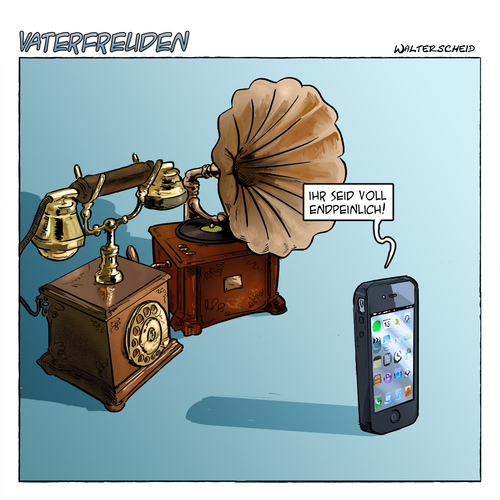 Cartoon: Peinlich (medium) by Thomas Martin tagged kinder,kind,mutter,vater,eltern,telekommunikation,smartphone,schallplatte,plattenspieler,phone,peinlich,klassiker,klassik,iphone,handy,grammophon,generationskonflikt,generationen,generation,edison,bell,apple,antiquiert,antik,altmodisch,telefon,alt