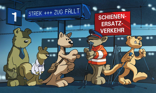 Cartoon: Schienenersatzverkehr (medium) by Thomas Martin tagged streik,gdl,lokführerstreik,bahn,deutschebahn,zugstreik,gewerkschaft,lokführergewerkschaft,weselsky
