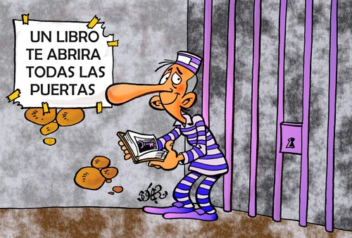 Cartoon: EL LIBRO (medium) by SOLER tagged libro,preso,llave