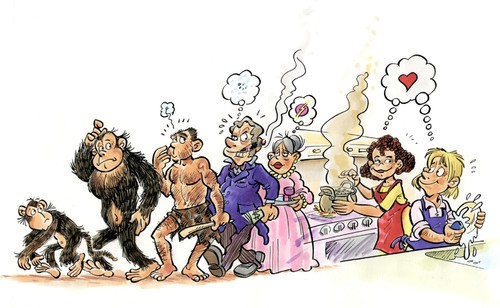Cartoon: HOMBRES POR LA IGUALDAD (medium) by SOLER tagged evolucion,igualdad,hombre