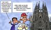 Cartoon: EL PAPA VISITA BARCELONA (small) by SOLER tagged papa,sagrada,familia,barcelona