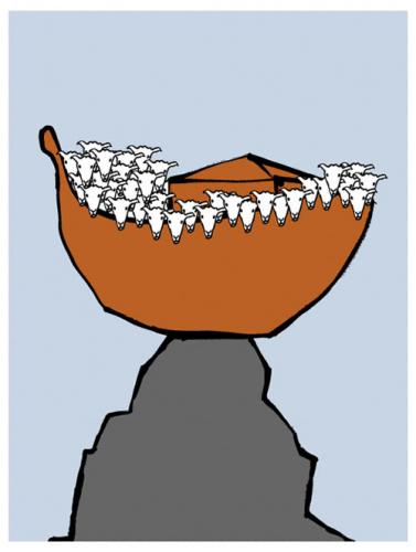Cartoon: Dolly (medium) by Davor tagged ark,sheep,genetic,engineering,mountain,gentechnik,schaf,arche,berg,ararat,noah